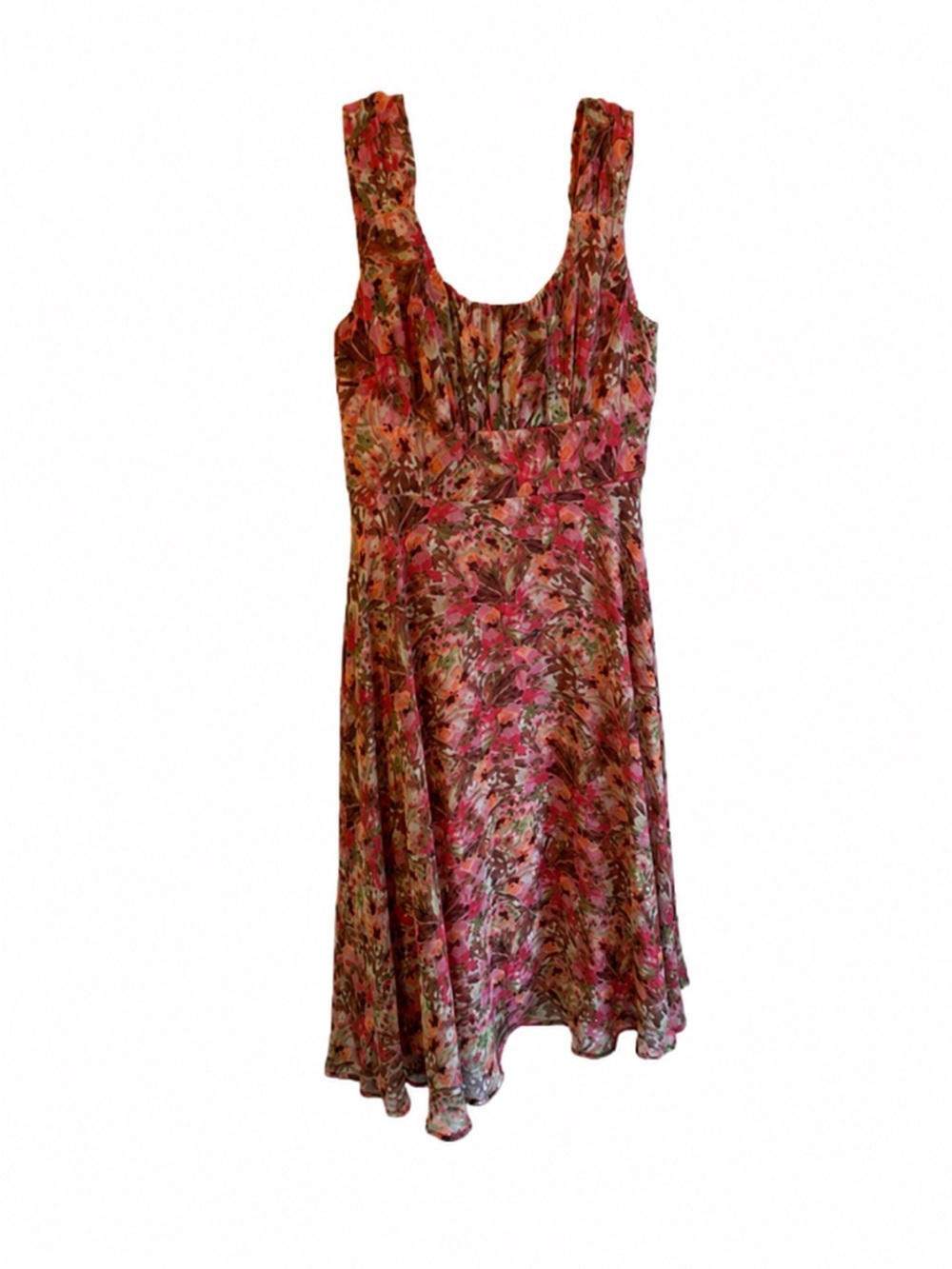 NorthStyle Floral Sleeveless Fit & Flare Dress Size 8 Pink Brown Lined Midi